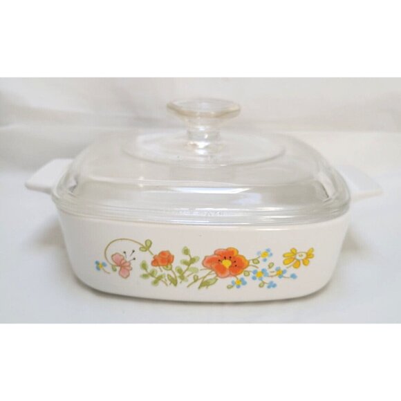 Vintage Corning Ware Wildflower 1 Quart Casserole Dish A-1-B with Matching Lid - Picture 3 of 11